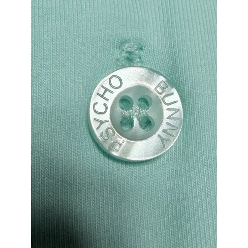 Rare Psycho Big Bunny Logo Polo Shirt XXL Mens Aqua Mint Blue 100% Cotton - Picture 5 of 13